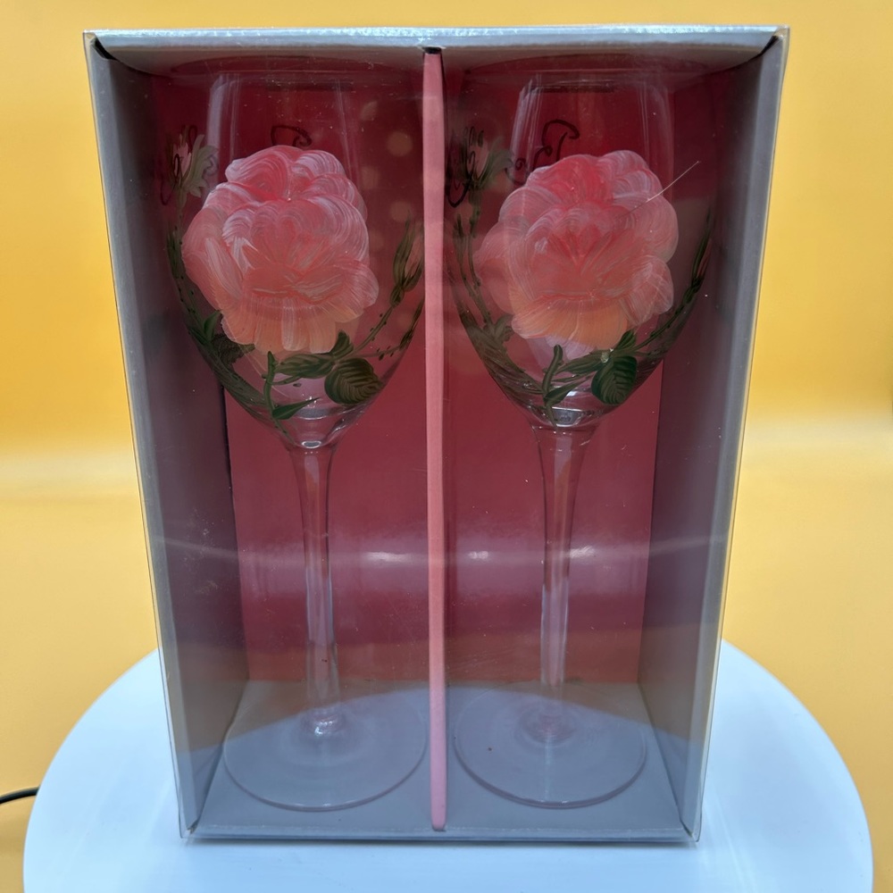 Rosanna Be Mine rose wine glass stemware, Valentine’s Day